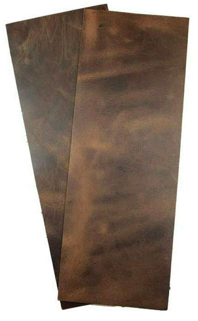 Full Grain Leather 5&#x22;x14&#x22; Set of 2 Tooling Crafts Cowhide 5/6oz (2.0mm) BROWN